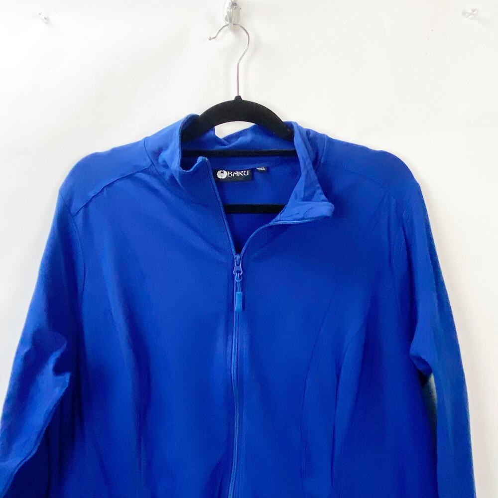 Baku Long Sleeve Zip Up Mock Neck Jacket Cotton Blue Women's Plus 2x Activewear - Picture 3 of 10
